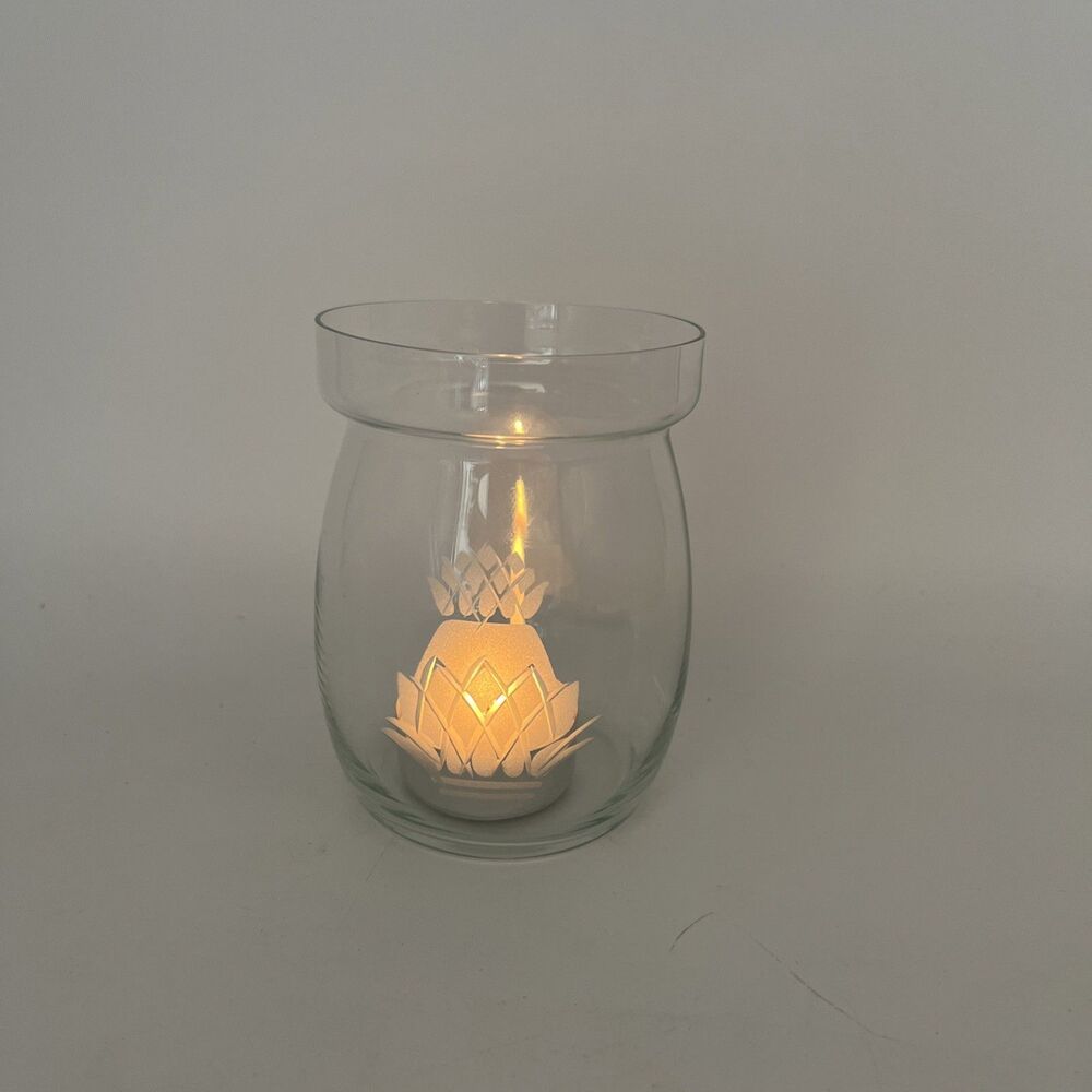 Vintage Jelly Jar w/ Etched Pineapple, Candle Holder, Base of Fairy Lamp